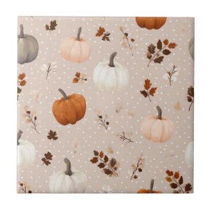 Azulejo Calabazas rusticas de otoño y hojas de otoño
