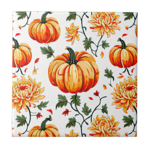 Azulejo Calabazas y crisantemos festivos de otoño