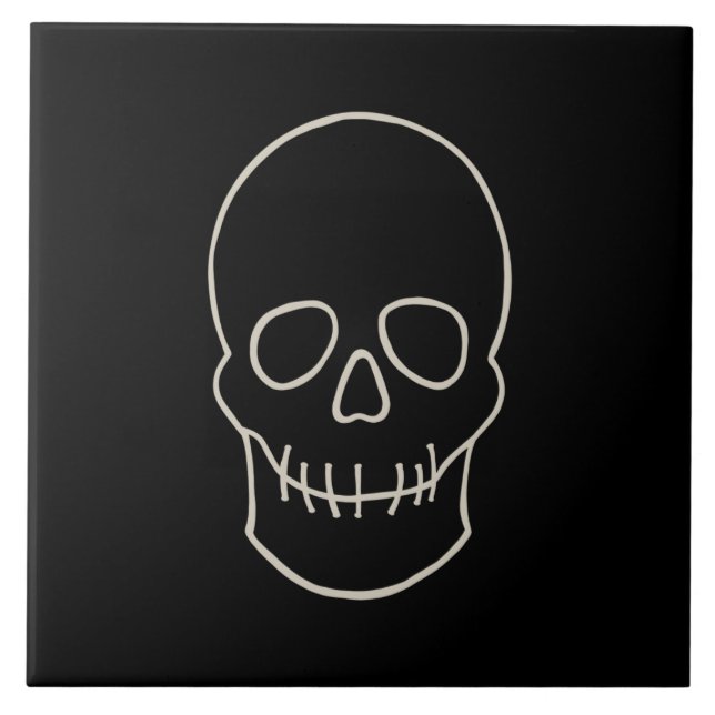 Azulejo Calavera - Blanco negro y blanco hueso (Frente)