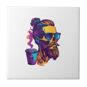 Azulejo Calavera Cafeinada � Esqueleto de Barista Divertid