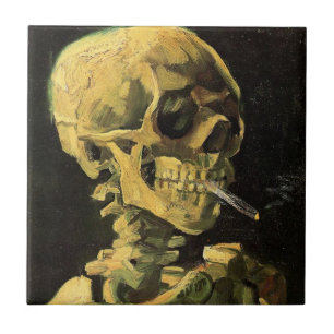 Azulejo Calavera con cigarrillo encendido de Vincent van G