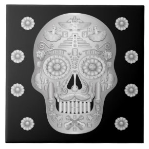 Azulejo Calavera cromada