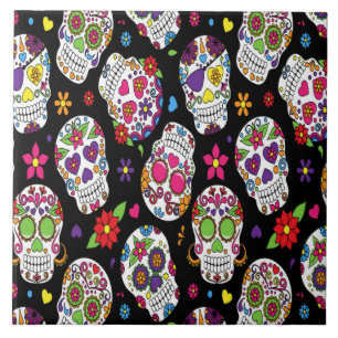 Azulejo Calavera de azúcar Asustada e intimidante para el