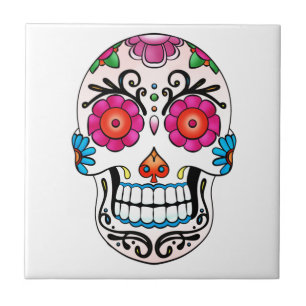 Azulejo Calavera de azúcar - Día de los muertos, tatuaje, 