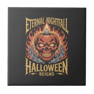 Azulejo Calavera de calabaza de Halloween de noche eterna
