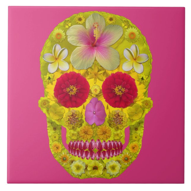 Azulejo Calavera de Flor 8 (Frente)