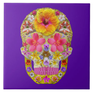 Azulejo Calavera de flores 4 - Tropical