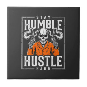 Azulejo Calavera de Halloween Mantén la Humildad Trabaja D