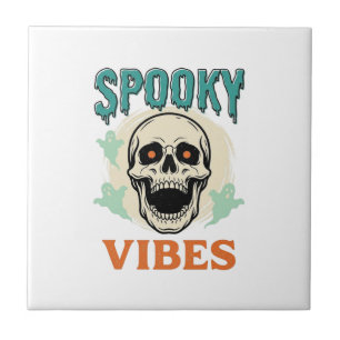 Azulejo Calavera de Halloween Vibraciones Espeluznantes Ho