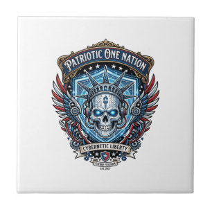 Azulejo Calavera de la libertad cibernética patriótica Fut