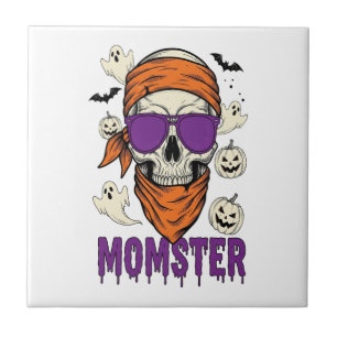 Azulejo Calavera de Momster divertida mamá de Halloween