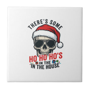 Azulejo Calavera de Navidad Ho Ho Ho Humor Diseño