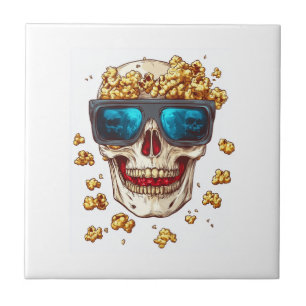 Azulejo Calavera de palomitas de maíz aterradora - Esquele