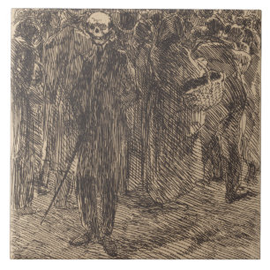 Azulejo Calavera en la multitud (por Albert Besnard)