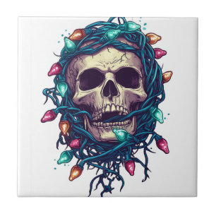Azulejo Calavera enredada de Navidad � Esqueleto divertido