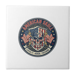 Azulejo Calavera Patriótica Americana Calavera Patriótica