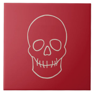 Azulejo Calavera - Rojo en sangre y blanco óseo