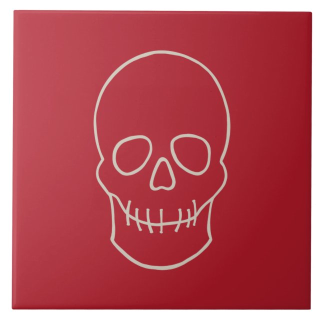 Azulejo Calavera - Rojo en sangre y blanco óseo (Frente)