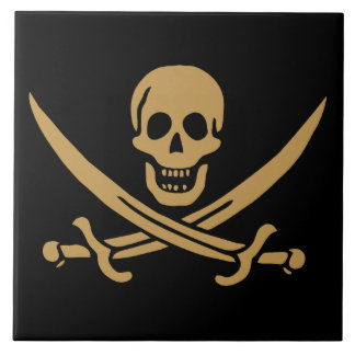 Azulejo Calavera y Cutlass de Oro Azteca Pirata Calico Jac