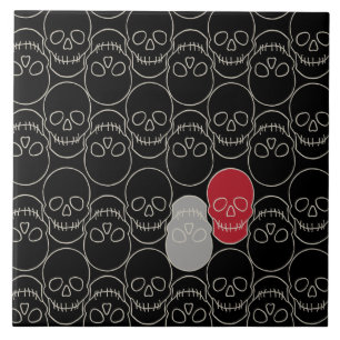 Azulejo Calaveras - Blanco negro y negro