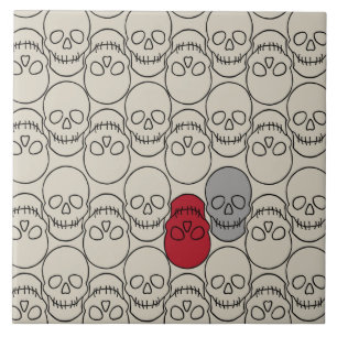 Azulejo Calaveras - Blanco óseo y negro mural