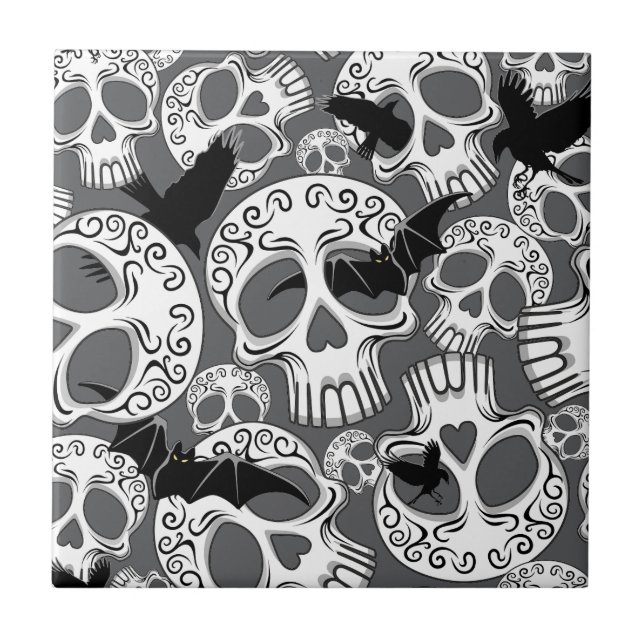 Azulejo Calaveras decorativas de Halloween (Frente)