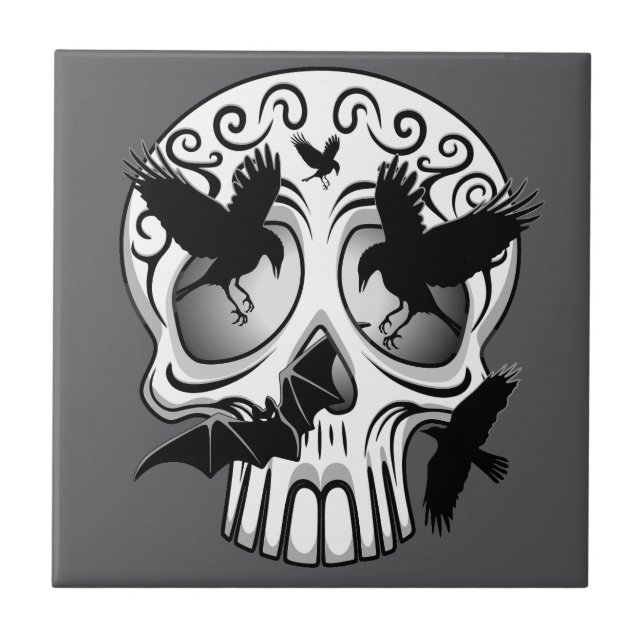 Azulejo Calaveras decorativas de Halloween (Frente)