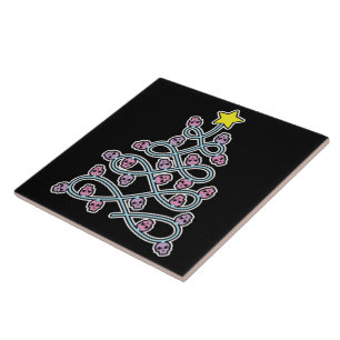 Azulejo Calaveras góticas mosaico de árbol de Navidad