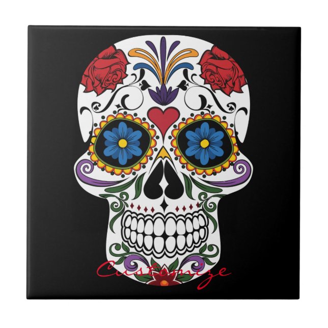 Azulejo Calaveras humanas decoradas Thunder_Cove (Frente)