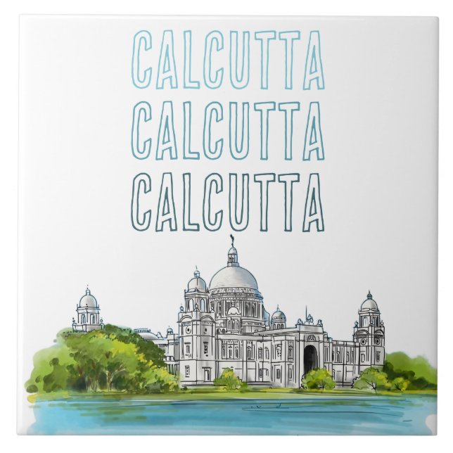 Azulejo Calcuta "Victoria Memorial" Kolkata Bengali (Frente)