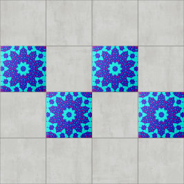 Azulejo Caleidoscopio azul mágico floreció