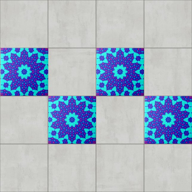 Azulejo Caleidoscopio azul mágico floreció (Subido por el creador)
