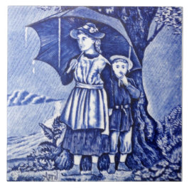 Azulejo Calendario Azul Repro Boda Antigua Serie Abril