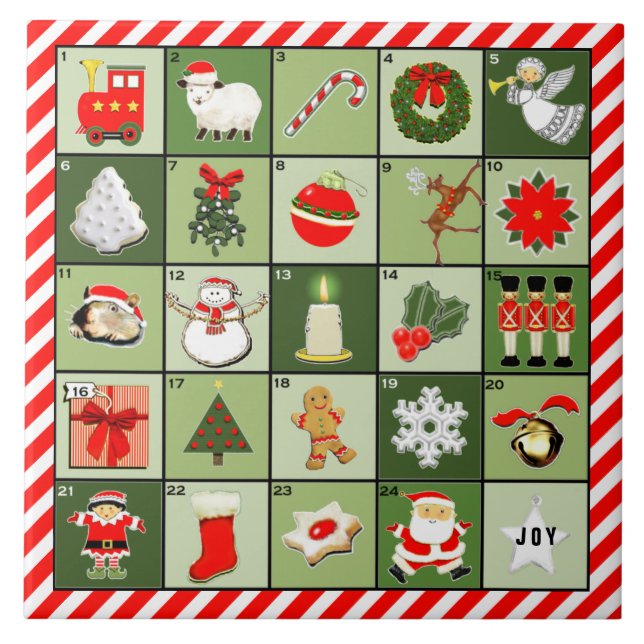 Azulejo Calendario de Adviento Divertido (Frente)