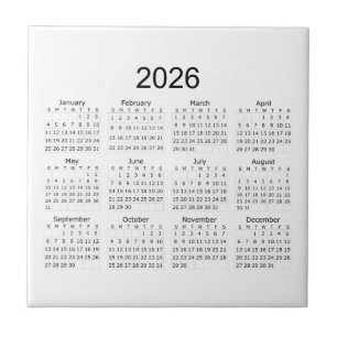 Azulejo Calendario minimalista simple 2026