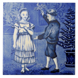 Azulejo Calendario Repro Antiguo Wedgwood Azul Diciembre