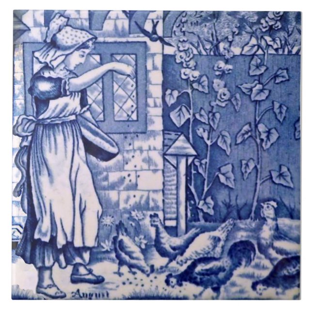 Azulejo Calendario Repro Antiguo Wedgwood Azul Septiembre (Frente)