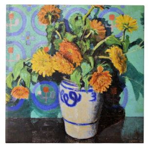 Azulejo Caléndulas, pintura floral de Grant Wood