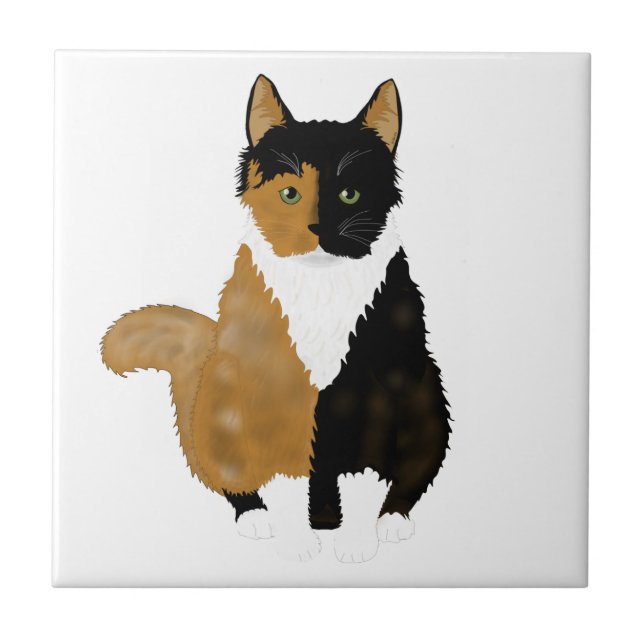 Azulejo Calico Cat Ceramic Tile (Frente)