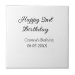 Azulejo caligrafía simple mínimo feliz segundo cumpleaños<br><div class="desc">diseño</div>