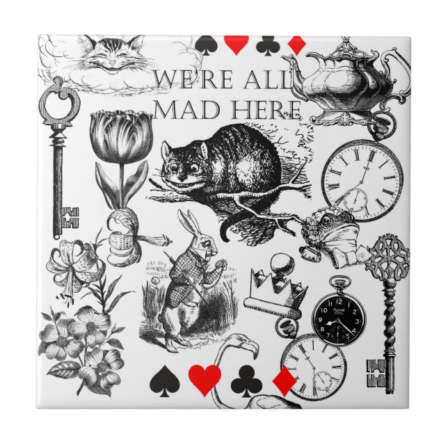 Azulejo Cáliz clásico del gato de Cheshire en wonderland m (Frente)