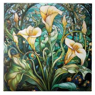 Azulejo Calla Lily Art Nouveau Deco