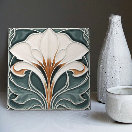 Azulejo Calla Lily Blue Floral Wall Decoración Art Nouveau