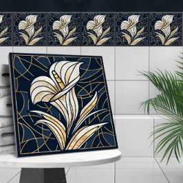 Azulejo Calla Lily Pearl y Gold de lujo