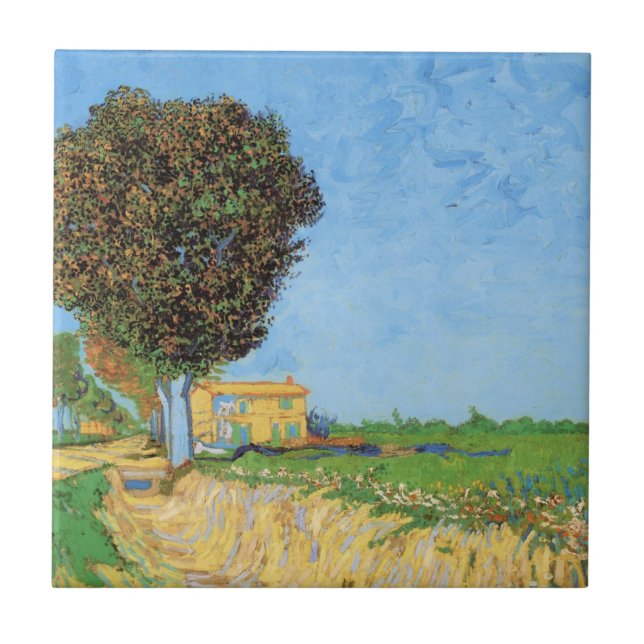 Azulejo Calle cerca de Arlés por Vincent van Gogh (Frente)