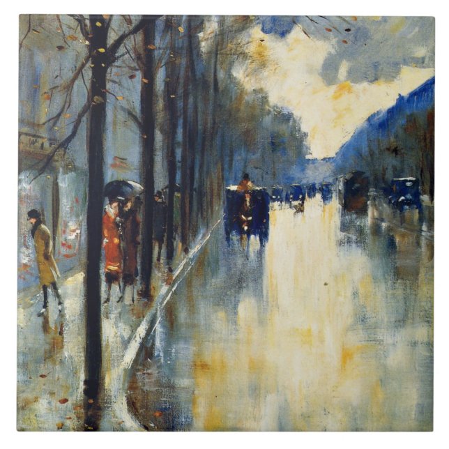 Azulejo Calle de Berlín a finales de otoño, obras de arte  (Frente)