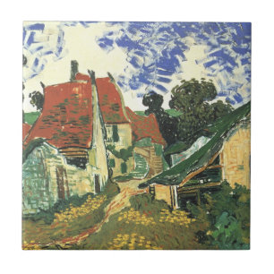 Azulejo Calle del pueblo en Auvers de Vincent van Gogh