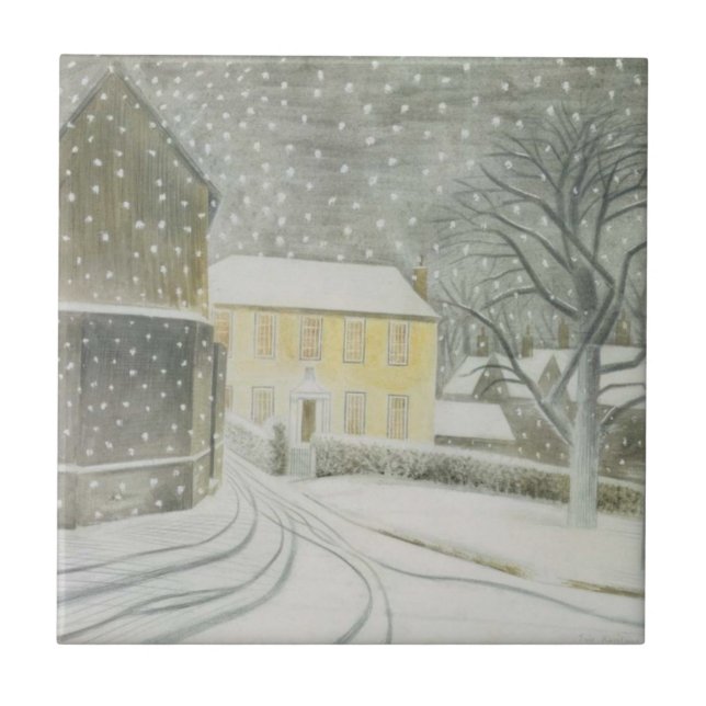 Azulejo Calle Halstead en Nieve (por Eric Ravilious) (Frente)