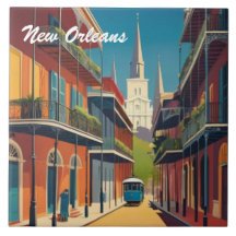 Calle New Orleans & Catedral de St Louis Colorida