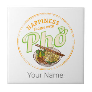 Azulejo Calle retro de sopa de Pho Alimentos Vintage Gourm